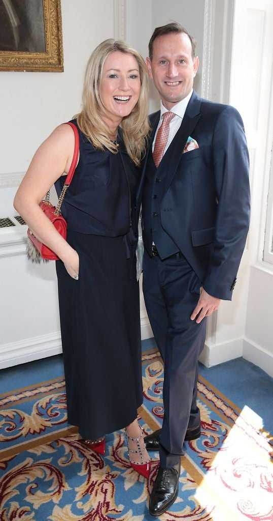 Andrea Hayes and John McKibben at the annual Cari Charity lunch hosted by Miriam Ahern at the Shelbourne Hotel, Dublin. Picture by Brian McEvoy.