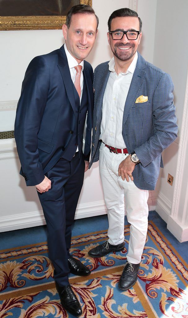 John McKibben and Jonothan Sultan at the annual Cari Charity lunch hosted by Miriam Ahern at the Shelbourne Hotel, Dublin. Picture by Brian McEvoy.
