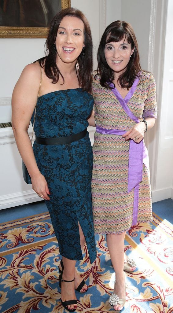 Simone Corvin and Siobhan Dowd at the annual Cari Charity lunch hosted by Miriam Ahern at the Shelbourne Hotel, Dublin. Picture by Brian McEvoy.