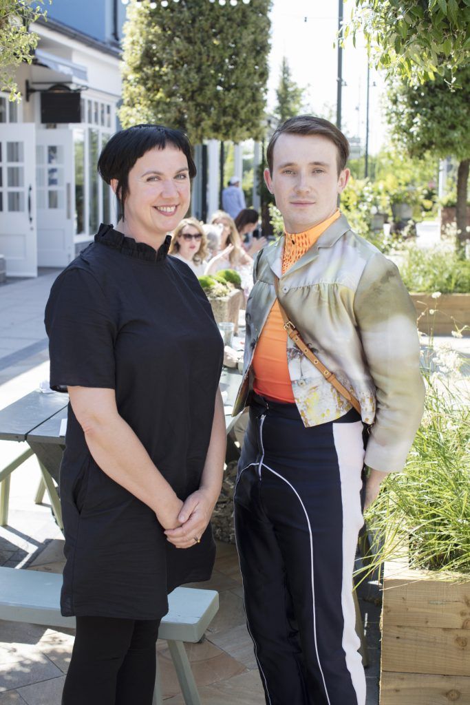 Angela O'Kelly & Richard Malone pictured at the Kildare Village Racing Colours Awards, which saw NCAD graduate, Kate McGowan receive first prize for her design of the iconic international racing colours jacket. Photo: Anrthony Woods