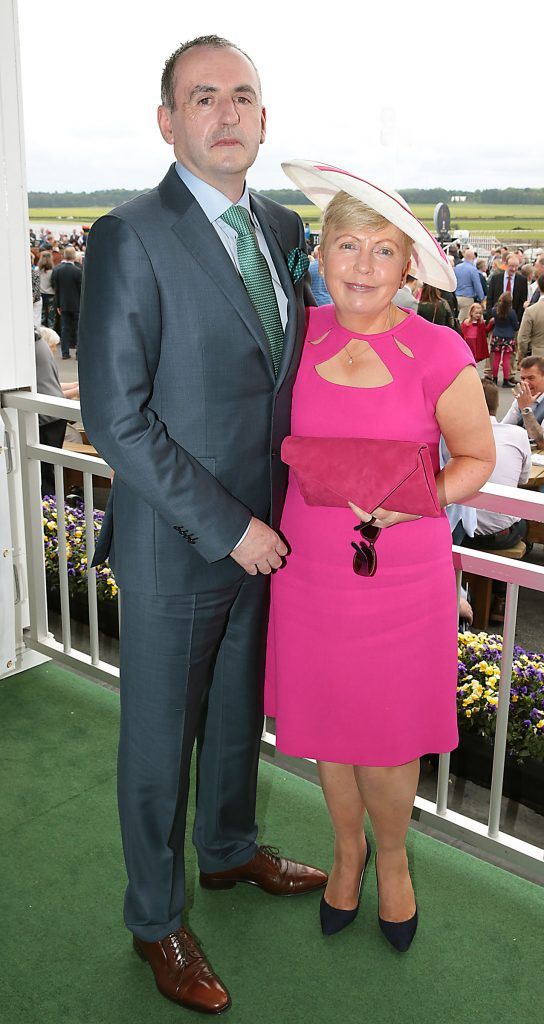 Liam O Malley and Valerie O Malley pictured at the Killashee Irish Tatler Style Icon competition at the Tattersalls Irish Guineas Festival in Curragh Racecourse, Kildare. Picture by Brian McEvoy