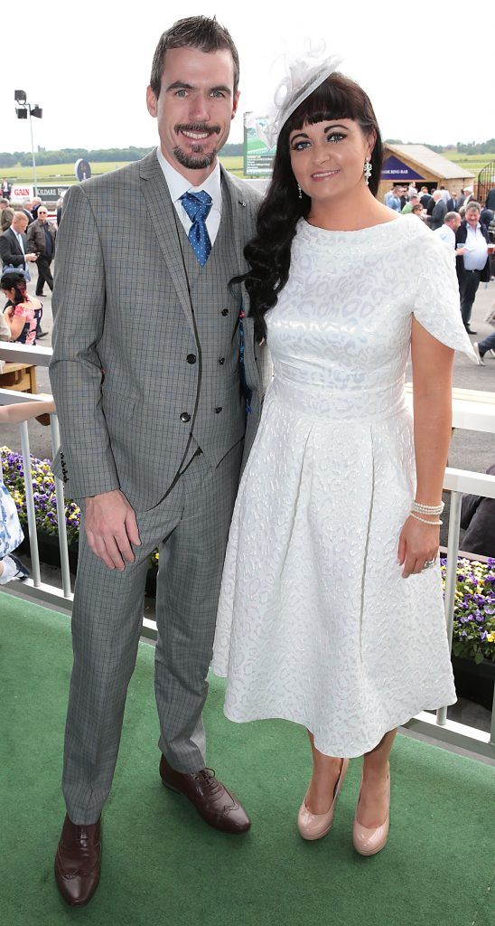 Owen O Neill and Amanda O Neill pictured at the Killashee Irish Tatler Style Icon competition at the Tattersalls Irish Guineas Festival in Curragh Racecourse, Kildare. Picture by Brian McEvoy