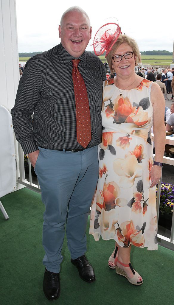 Leo Casey and Maire Ni Bhroithe pictured at the Killashee Irish Tatler Style Icon competition at the Tattersalls Irish Guineas Festival in Curragh Racecourse, Kildare. Picture by Brian McEvoy
