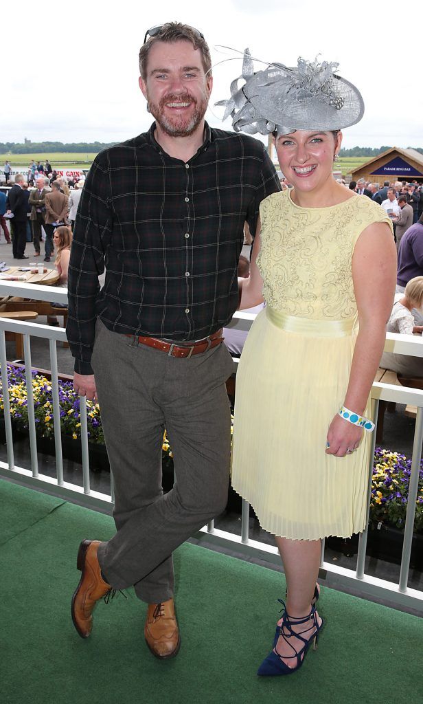 Ken Lannigan and Shauna O Halloran pictured at the Killashee Irish Tatler Style Icon competition at the Tattersalls Irish Guineas Festival in Curragh Racecourse, Kildare. Picture by Brian McEvoy