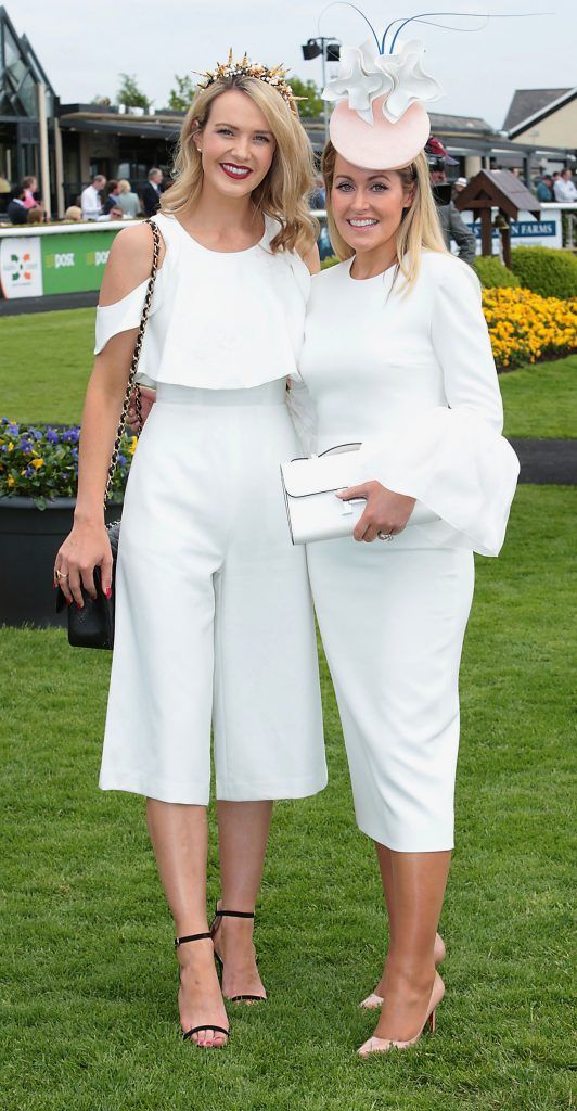 Judge Aoibhin Garrihy with Jane Mulrooney pictured at the Killashee Irish Tatler Style Icon competition at the Tattersalls Irish Guineas Festival in Curragh Racecourse, Kildare. Picture by Brian McEvoy