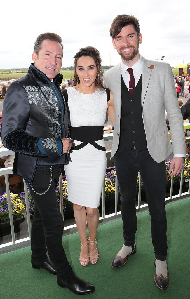 Julian Benson ,Aoife Melia and Eoghan McDermott pictured at the Killashee Irish Tatler Style Icon competition at the Tattersalls Irish Guineas Festival in Curragh Racecourse, Kildare. Picture by Brian McEvoy