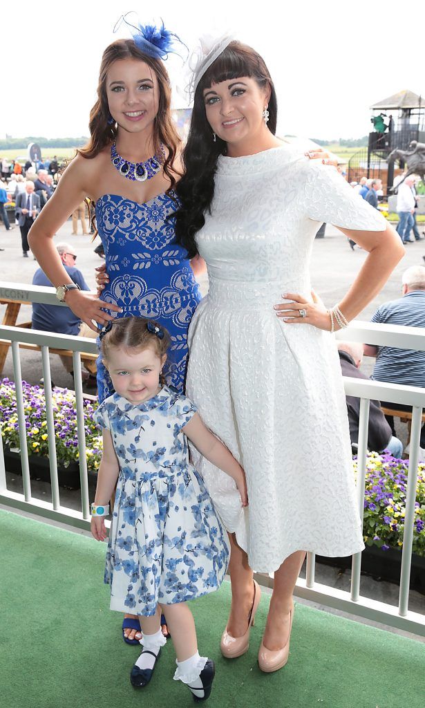Caitlin O Neill, Summer O Neill and Amanda O Neill pictured at the Killashee Irish Tatler Style Icon competition at the Tattersalls Irish Guineas Festival in Curragh Racecourse, Kildare. Picture by Brian McEvoy