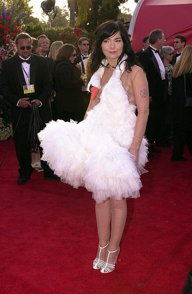 Bjork's infamous Swan Dress that she wore to the Oscars in 2001 was laughed at. But it was even displayed at the Museum of Modern Art in NYC in 2015 (Photo by Lucy Nicholson/AFP/Getty Images)