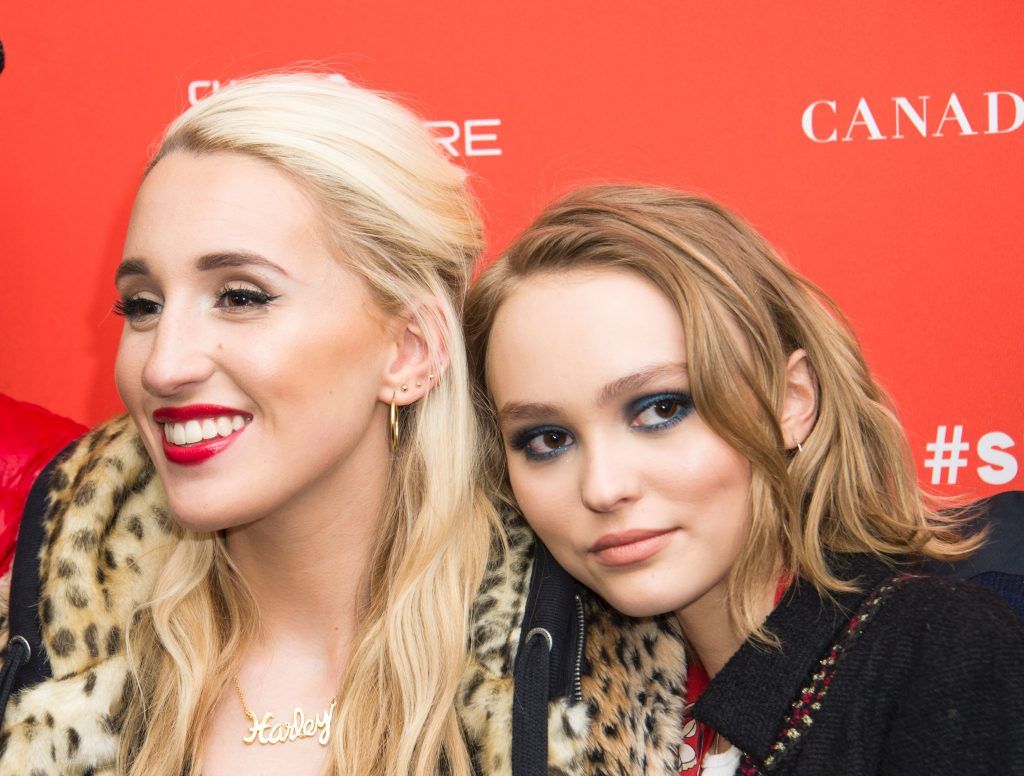 Actresses Harley Quinn Smith (L)and Lily-Rose Depp attends Yoga Hosers Premiere at Sundance Film Festival in Park City, Utah, January 24, 2016.       (Photo by VALERIE MACON/AFP/Getty Images)