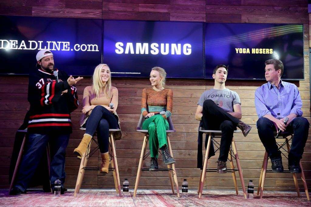 Director Kevin Smith, actors Harley Quinn Smith, Lily-Rose Depp, Justin Long, and Ralph Garman discuss Yoga Hosers at the Deadline.com panel at The Samsung Studio during The Sundance Festival 2016 on January 25, 2016 in Park City, Utah.  (Photo by Neilson Barnard/Getty Images for Samsung)