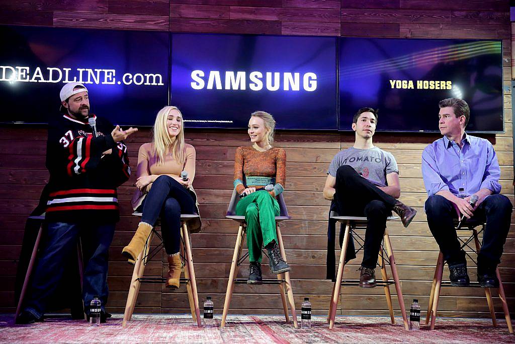 Director Kevin Smith, actors Harley Quinn Smith, Lily-Rose Depp, Justin Long, and Ralph Garman discuss Yoga Hosers at the Deadline.com panel at The Samsung Studio during The Sundance Festival 2016 on January 25, 2016 in Park City, Utah.  (Photo by Neilson Barnard/Getty Images for Samsung)