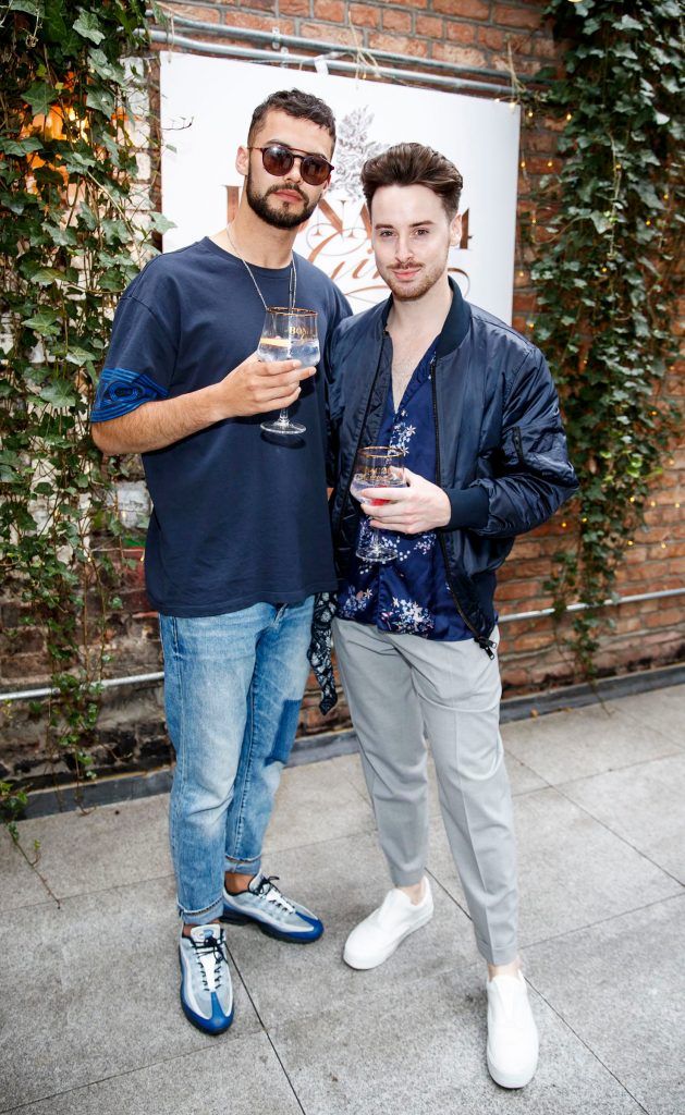 Adam Gaffey and 
Brian Conway enjoying Brunch After Hours at the launch of new premium Irish gin, Bonac 24, in The Woollen Mills. Picture Andres Poveda