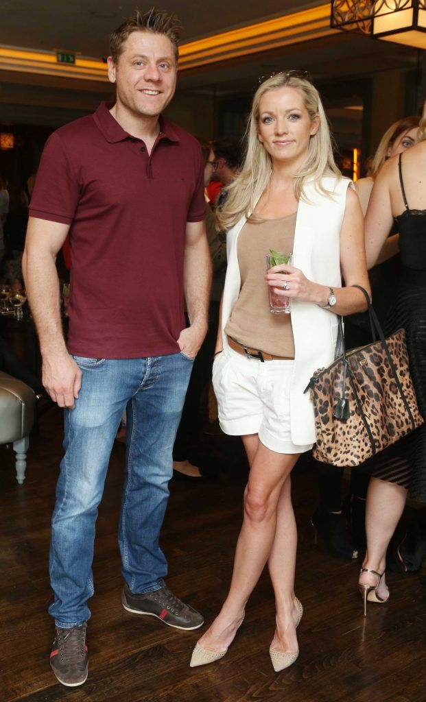 Gareth Berdells and Anita Murray pictured at the launch of Morelands Grill, a chic new urban restaurant beside the Westin Dublin. Now open and offering flavoursome dishes cooked on Ireland's hottest indoor BBQ. Photo: Leon Farrell/Photocall Ireland.