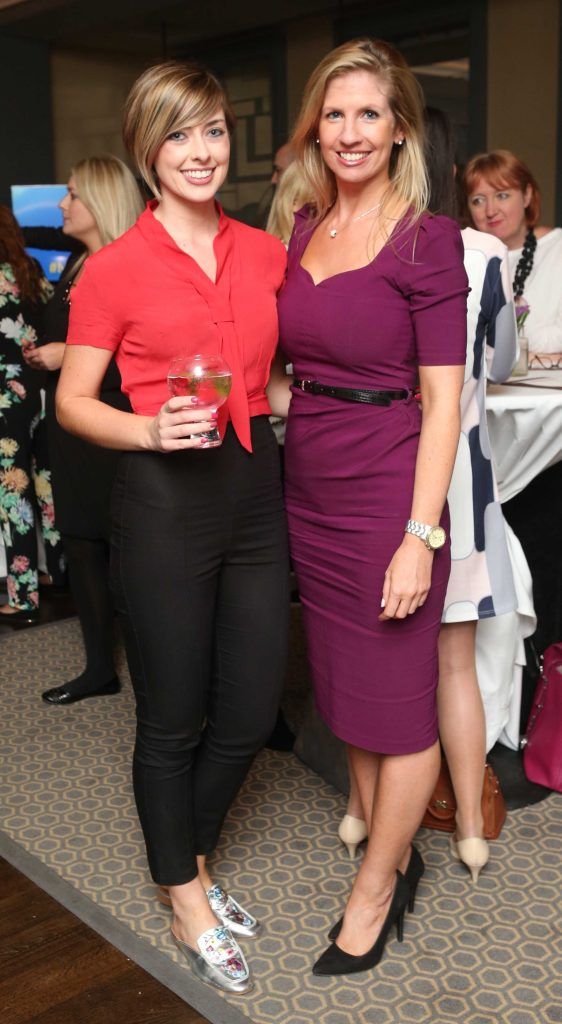 Ciara Boyle and Stephanie Patterson  pictured at the launch of Morelands Grill, a chic new urban restaurant beside the Westin Dublin. Now open and offering flavoursome dishes cooked on Ireland's hottest indoor BBQ. Photo: Leon Farrell/Photocall Ireland.