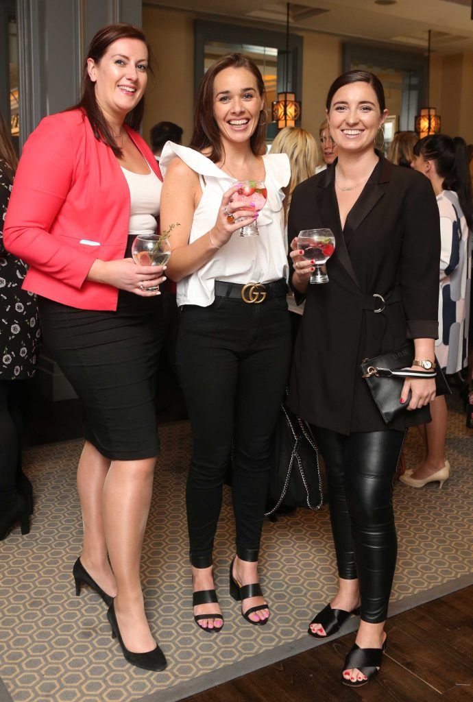 Stephanie Hughes, Fiona Jones and Doireann O Neill  pictured at the launch of Morelands Grill, a chic new urban restaurant beside the Westin Dublin. Now open and offering flavoursome dishes cooked on Ireland's hottest indoor BBQ. Photo: Leon Farrell/Photocall Ireland.