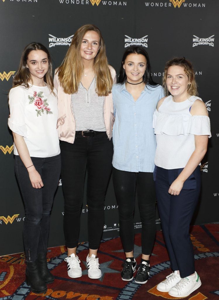 Carla MacLachlin, Sophie Breslin, Sadhbh Mitchell and Laura McCarthy at an exclusive screening by Wilkinson Sword of Wonder Woman. Photo by Kieran Harnett