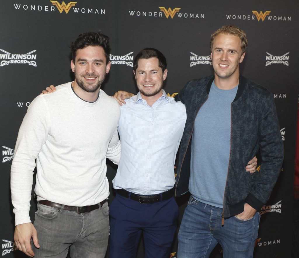 Jack Byrne, Eoin McCormack and Gavin Coffey at an exclusive screening by Wilkinson Sword of Wonder Woman. Photo by Kieran Harnett