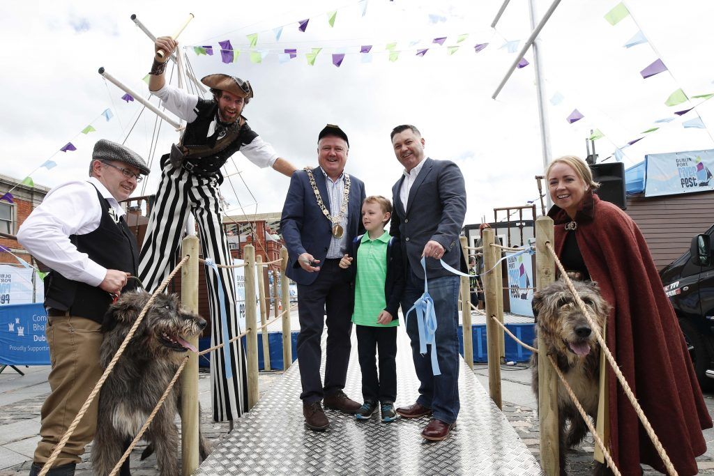 Pictured were Lord Mayor of Dublin Brendan Carr and his son Jason and Pat Ward from Dublin Port Company officially opening Dublin Port Riverfest. Picture: Conor McCabe Photography.