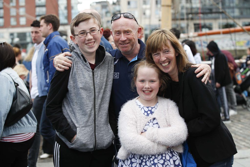 Pictured were Vincent and Linda Moore from Coolock with their children Eric (age 13) and Jane (age 8) among the thousands of visitors enjoying all the festivities of Dublin Port Riverfest 2017 along Dublin's historic North Wall Quay. Picture: Conor McCabe Photography.