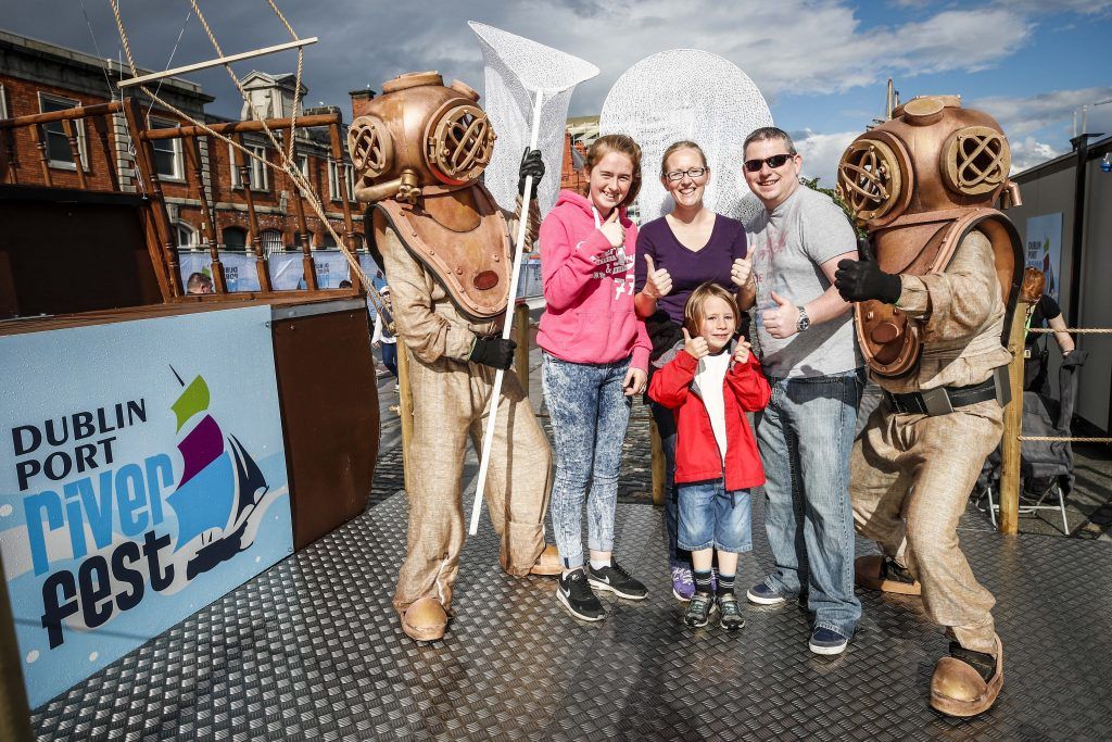 Pictured were Suzanne and Darren O'Bryne from Castledermott, Co Kildare with their children Aoife (age 15) and Odhran (age 6) among the thousands of visitors enjoying all the festivities of Dublin Port Riverfest 2017 along Dublin's historic North Wall Quay. Picture: Conor McCabe Photography.