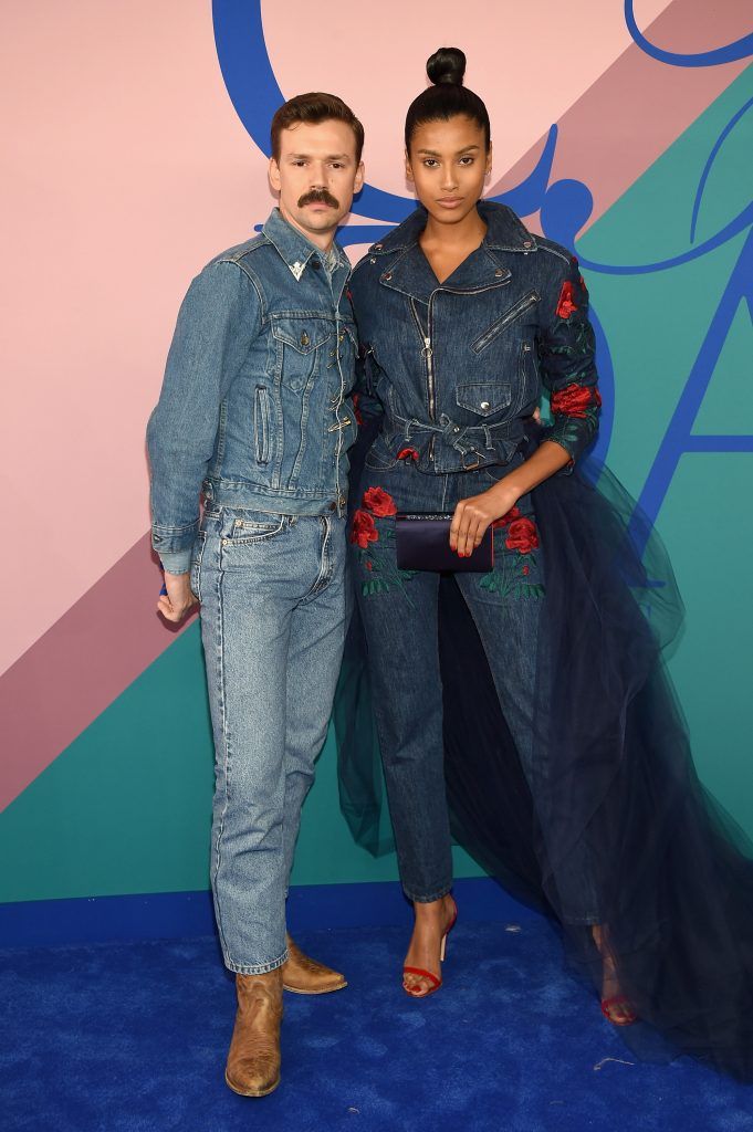 Adam Selman and Imaan Hammam attend the 2017 CFDA Fashion Awards at Hammerstein Ballroom on June 5, 2017 in New York City.  (Photo by Dimitrios Kambouris/Getty Images)