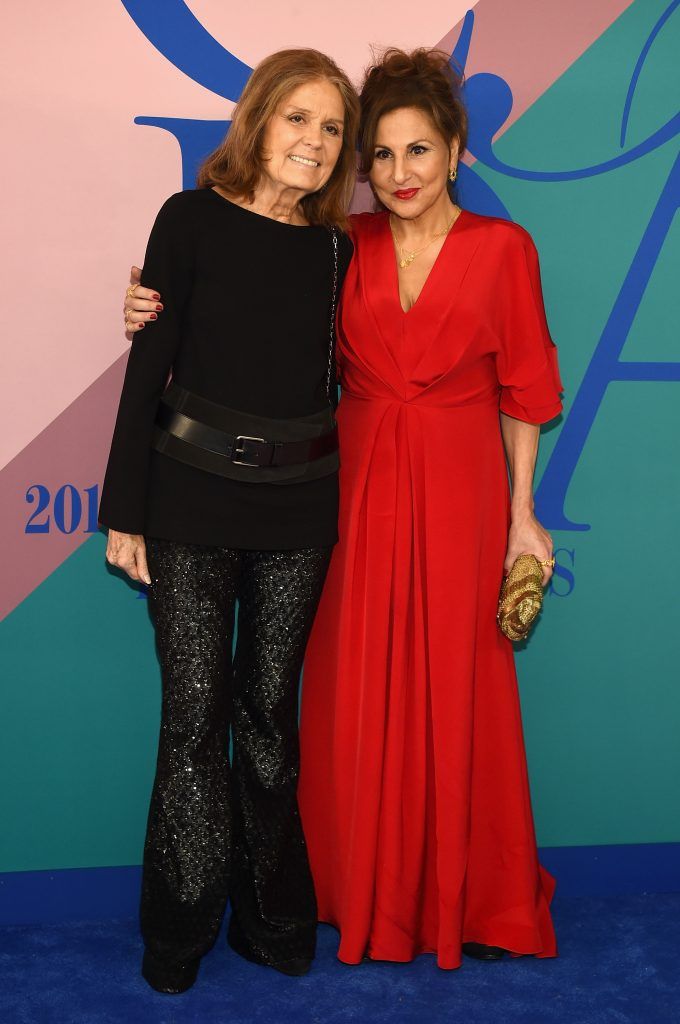 Gloria Steinem and Kathy Najimy attend the 2017 CFDA Fashion Awards at Hammerstein Ballroom on June 5, 2017 in New York City.  (Photo by Dimitrios Kambouris/Getty Images)