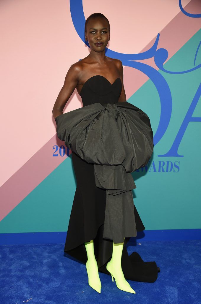 Model Alek Wek attends the 2017 CFDA Fashion Awards at Hammerstein Ballroom on June 5, 2017 in New York City.  (Photo by Dimitrios Kambouris/Getty Images)