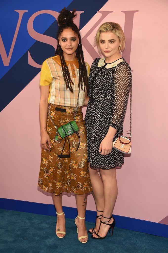 Sasha Lane and Chloe Grace Moretz attend the 2017 CFDA Fashion Awards at Hammerstein Ballroom on June 5, 2017 in New York City.  (Photo by Dimitrios Kambouris/Getty Images)