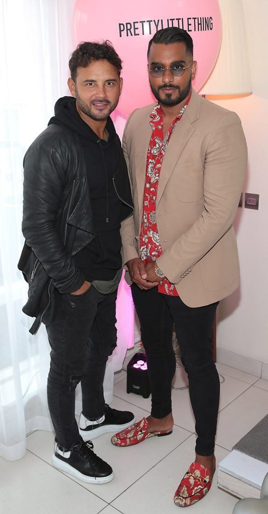 Ryan Thomas and Umar Kamani at the PrettyLittleThing.com 'Love From The West Coast' launch at The Morgan Hotel Penthouse, Dublin. Picture by Brian McEvoy
