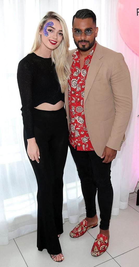 Jo Archbold and Umar Kamani at the PrettyLittleThing.com 'Love From The West Coast' launch at The Morgan Hotel Penthouse, Dublin. Picture by Brian McEvoy