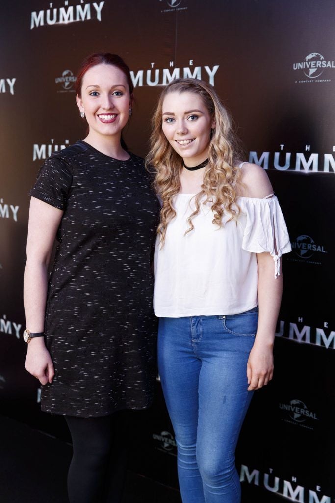 Lauren Mulhall and Laura Barton pictured at the Universal Pictures Irish premiere screening of The Mummy at Cineworld, Dublin. Picture by Andres Poveda
