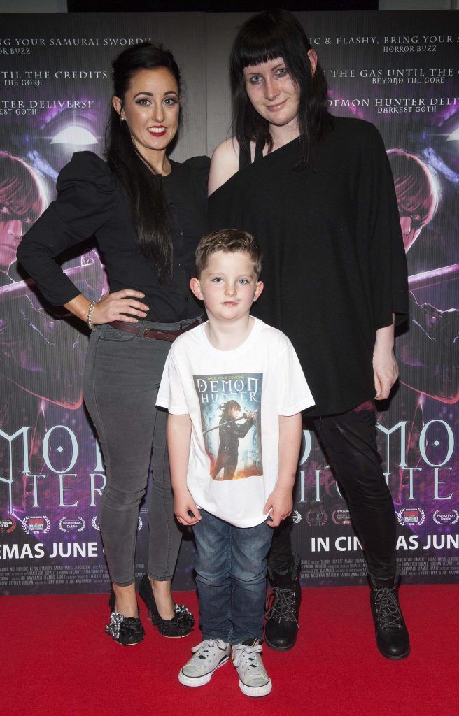 Kelly Redmond, Director Zoe Kavanagh and Corey Redmond age (6) pictured at the premiere of Demon Hunter (7th June 2017), the directional debut from Irish filmmaker Zoe Kavanagh. Photo by Patrick O'Leary