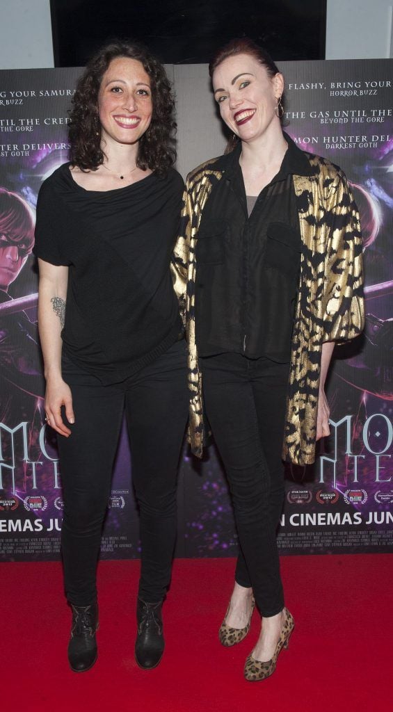 Sarah Tapes Jenkinson and Caroline D-Pasquale pictured at the premiere of Demon Hunter (7th June 2017), the directional debut from Irish filmmaker Zoe Kavanagh. Photo by Patrick O'Leary