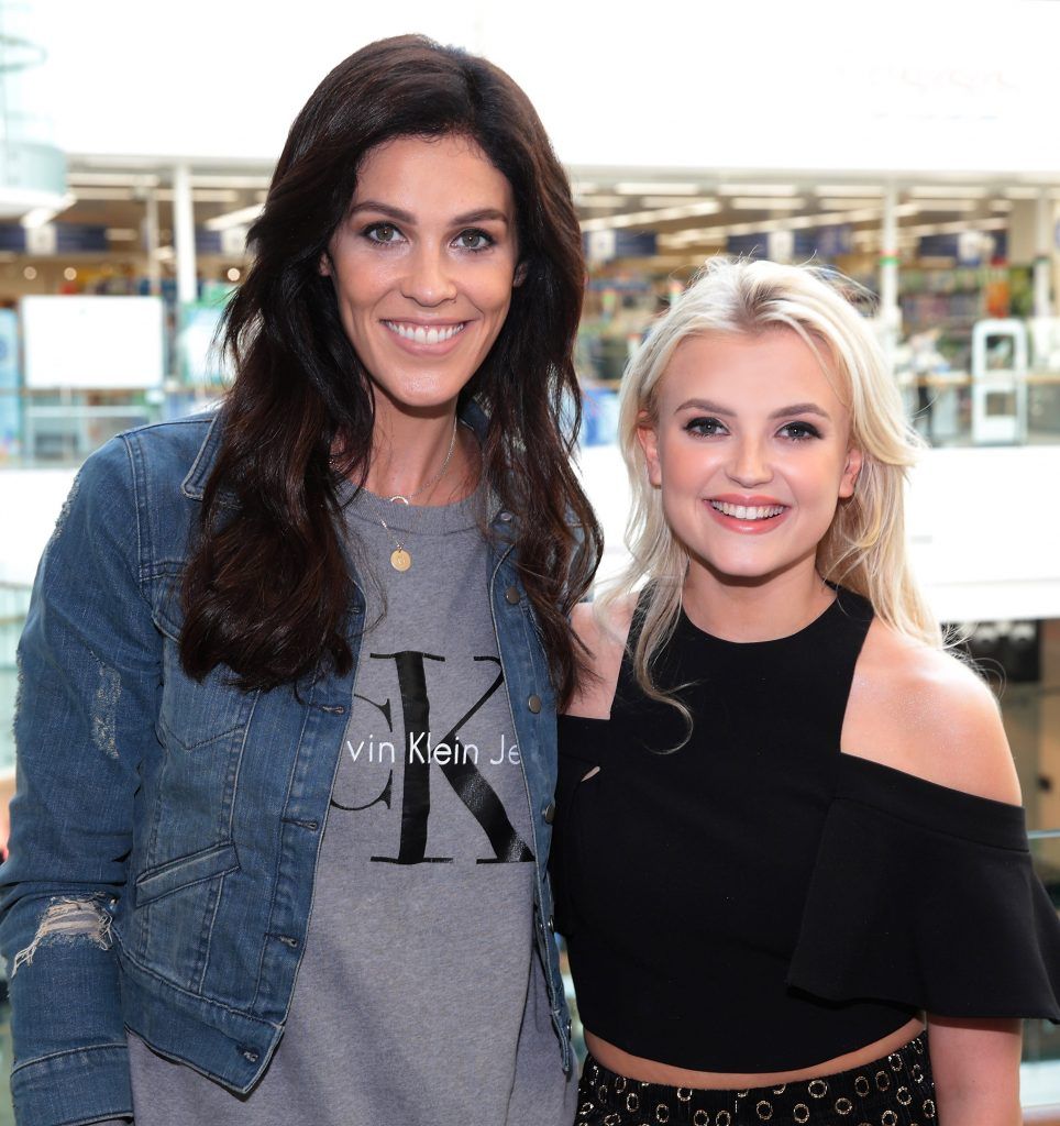 Glenda Gilson with Lucy Fallon aka Bethany Platt in Coronation Street as she launched BPerfect Cosmetics Semi Permanent Brows and 10 Second Tan at McCabes Pharmacy in Dundrum Town Centre, Dublin. Picture by Brian McEvoy
