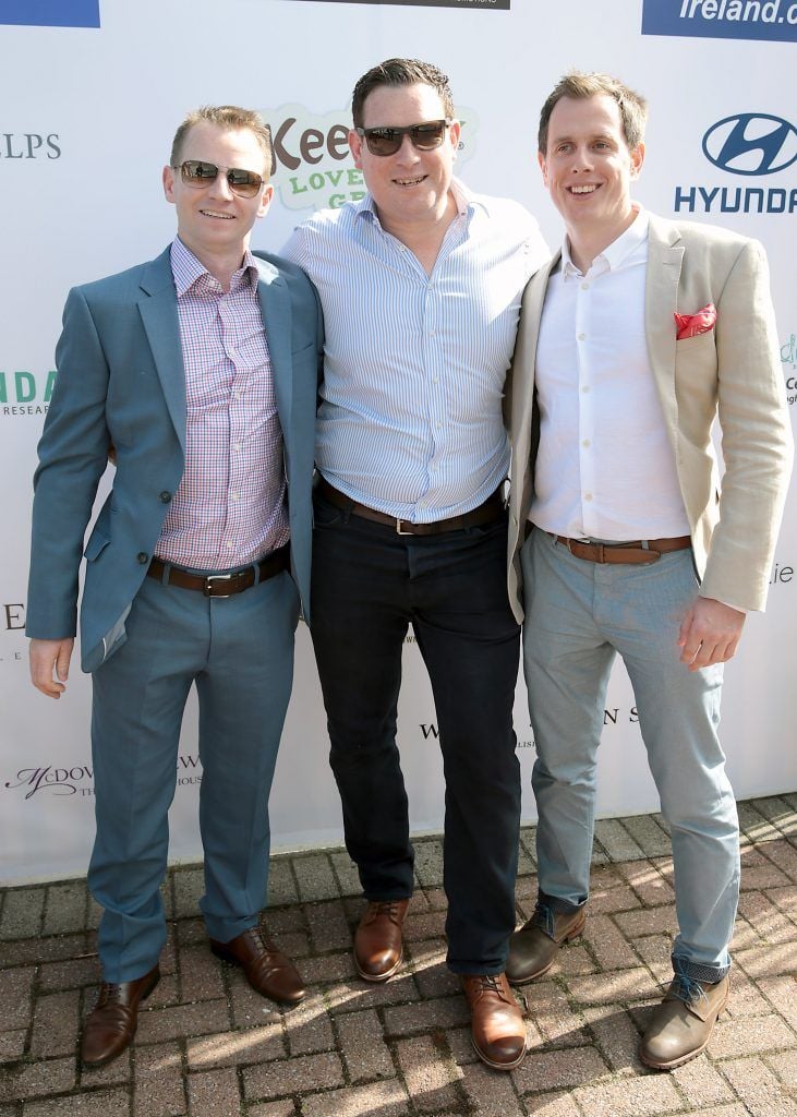 Brian Fogarty, Oisin Carpenter and Fearghal Mulvihill Fiona Fitzsimons and Darren Warren at the June Party in the Park at the Phoenix Park Polo Club to raise funds for the Irish Motor Neurone Disease Association. Picture by Brian McEvoy