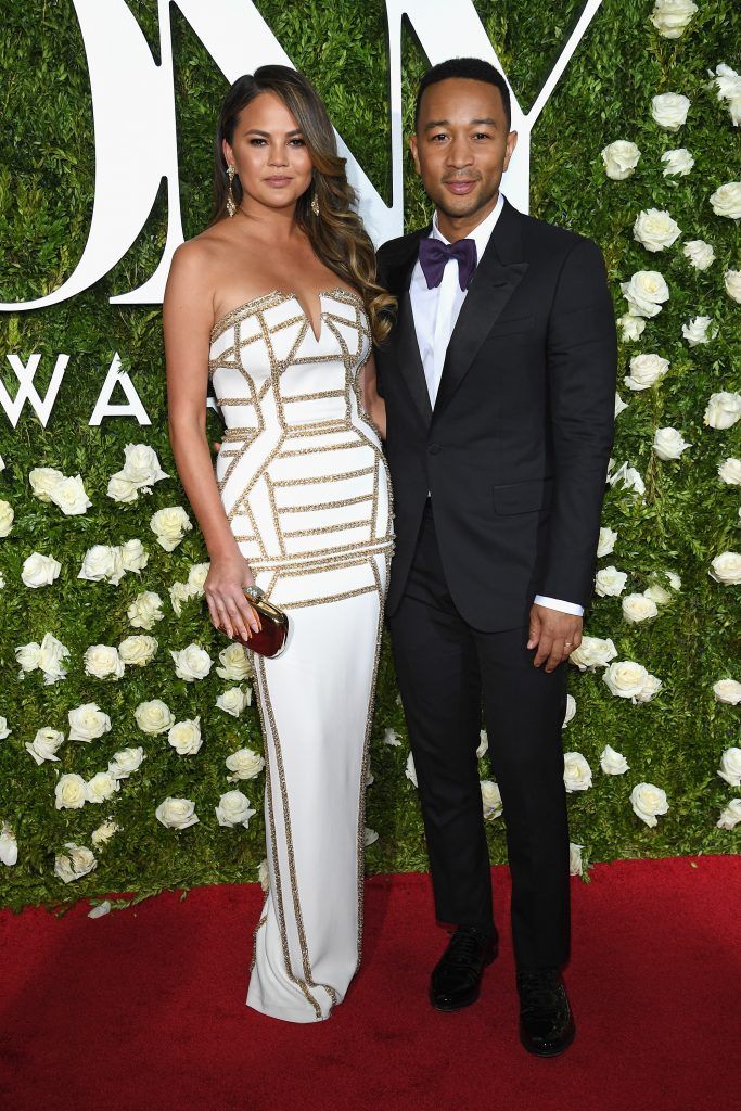 Chrissy Teigen (L) and John Legend attend the 2017 Tony Awards at Radio City Music Hall on June 11, 2017 in New York City.  (Photo by Dimitrios Kambouris/Getty Images for Tony Awards Productions)