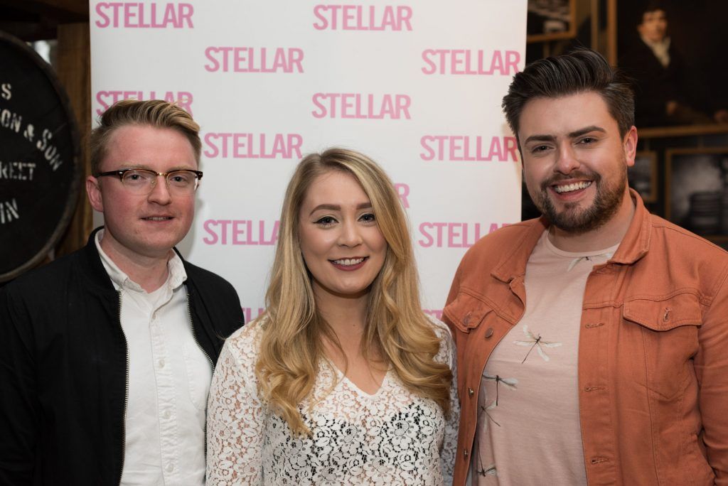 Cormac Dooley, Jennifer Hylands & James Butler pictured as Stellar celebrates its 100th issue with an official party. Photography by David Gannon