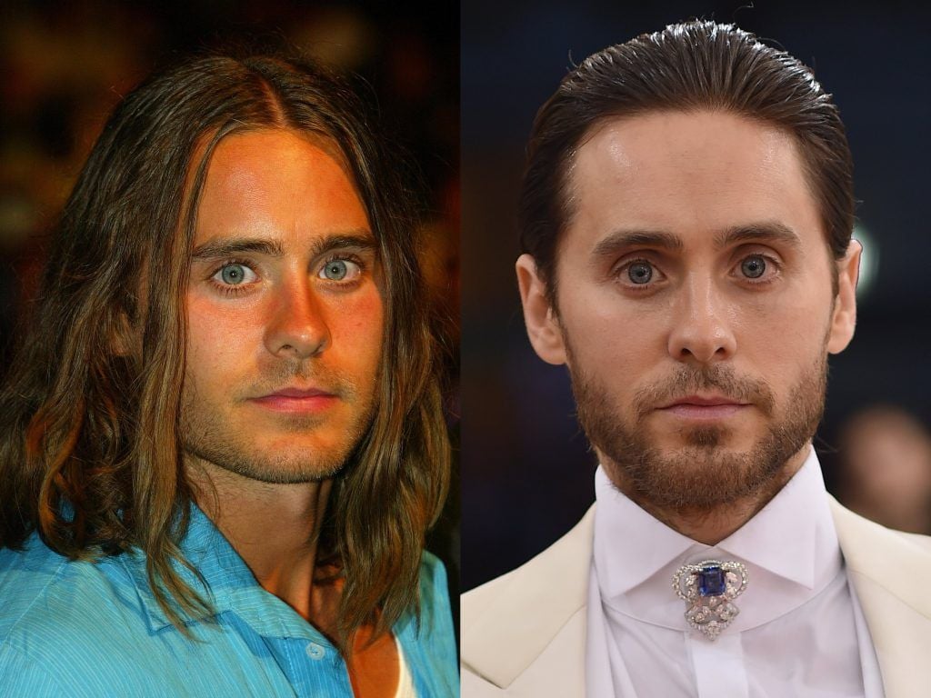 Jared Leto in 2003, aged 32, and 2016, aged 44. (Photos by Pascal Le Segretain/Getty Images & Dimitrios Kambouris/Getty Images)
