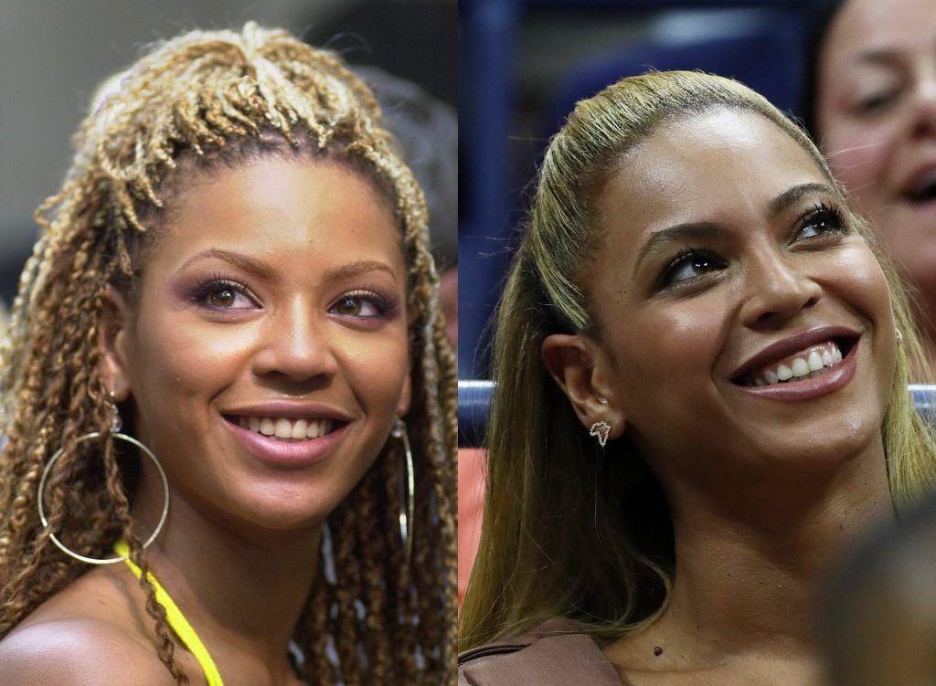 Beyoncé in 2001, aged 20, and 2016, aged 35. (Photos by Chris Hondros/Getty Images & Al Bello/Getty Images)