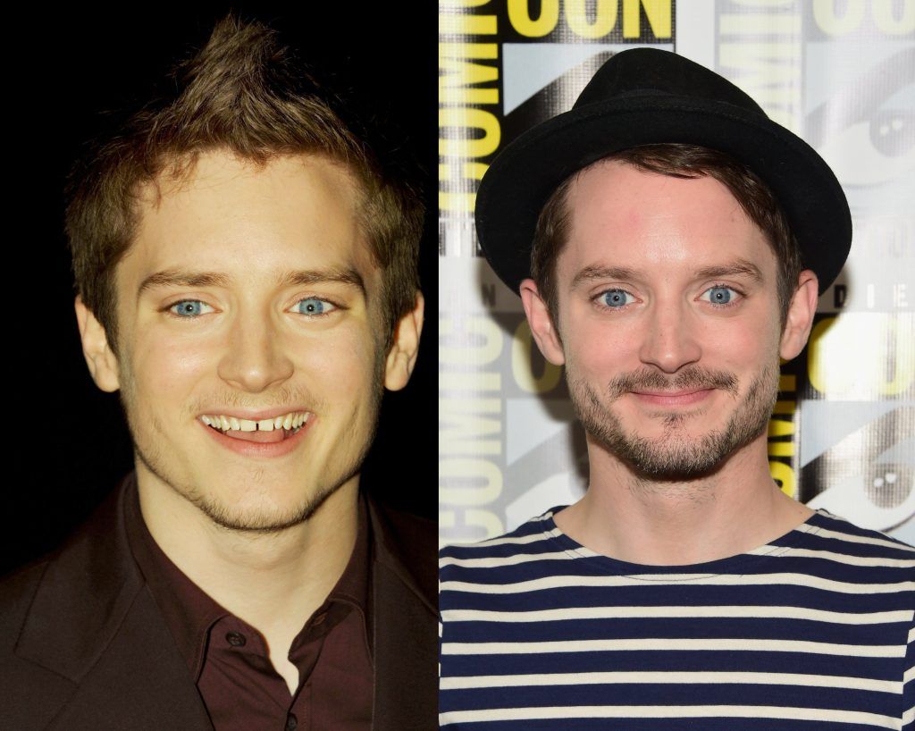 Elijah Wood in 2001, aged 20, and 2016, aged 35. (Photos by Sion Touhig/Getty Images & Frazer Harrison/Getty Images)