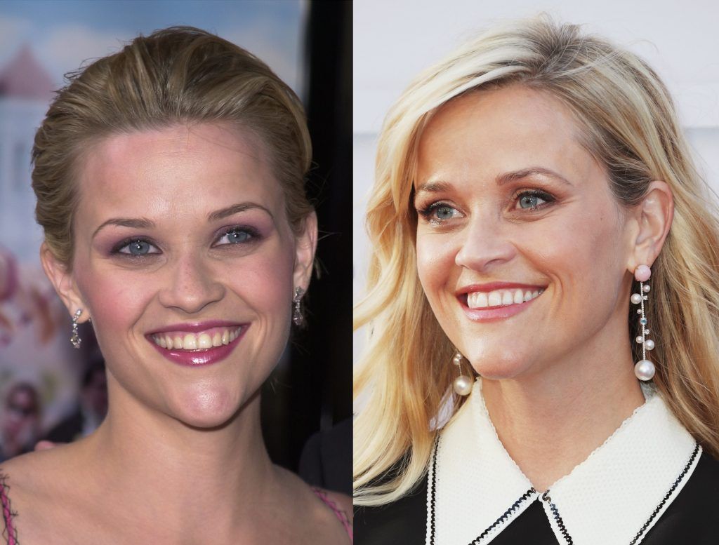 Reese Witherspoon in 2001, aged 25, and 2017, aged 41. (Photos by Vince Bucci/Getty Images & Frederick M. Brown/Getty Images)