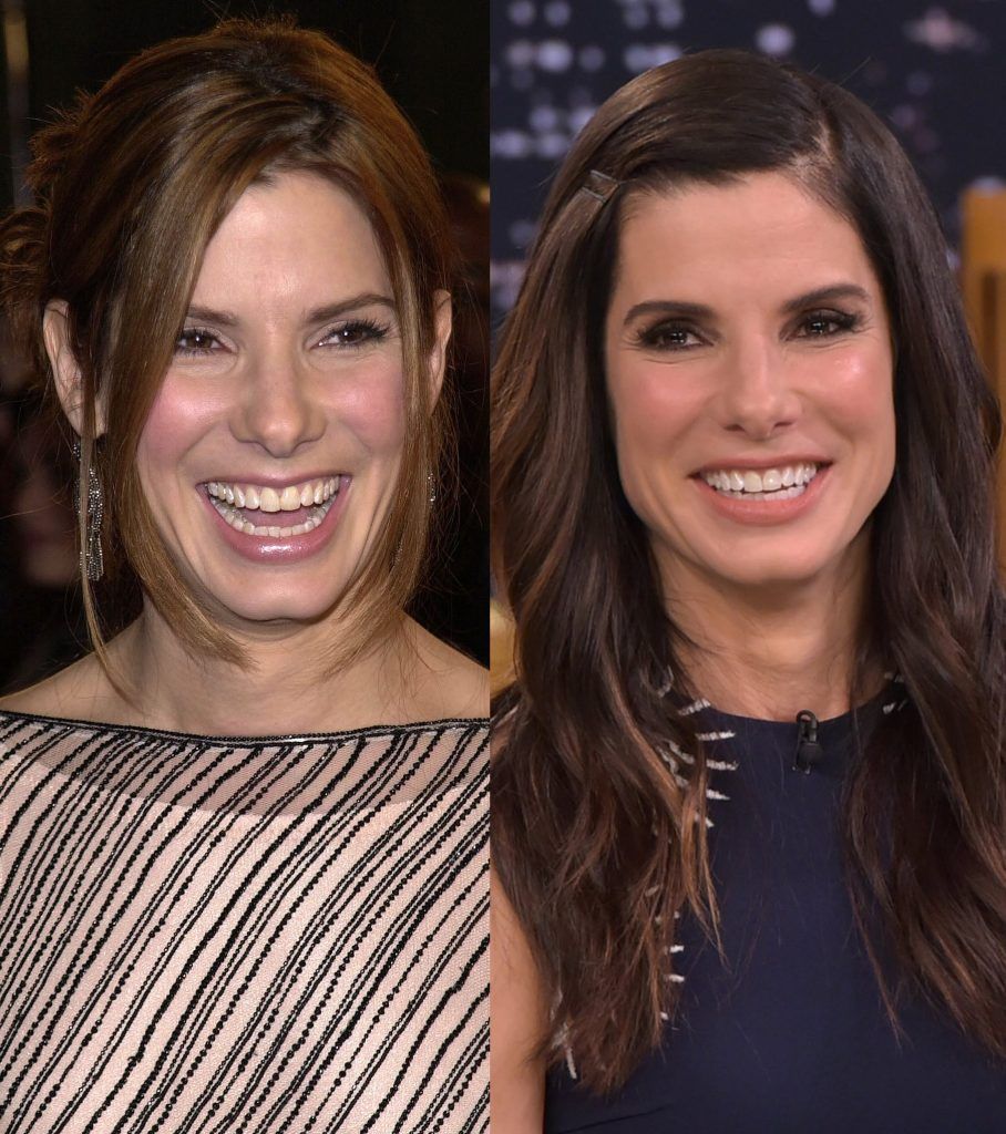 Sandra Bullock in 2000, aged 36, and 2015, aged 51. (Photos by Vince Bucci/AFP/Getty Images & Theo Wargo/NBC/Getty Images for the Tonight Show)
