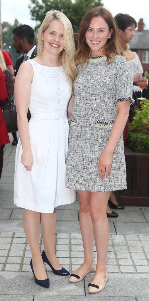 Pictured are Deirdre Purcell and Mary Browne as over 300 invited guests gathered at the five-star InterContinental Dublin in Ballsbridge for a La Dolce Vita-themed midsummer garden party, 15/06/17. Photograph: Leon Farrell / Photocall Ireland