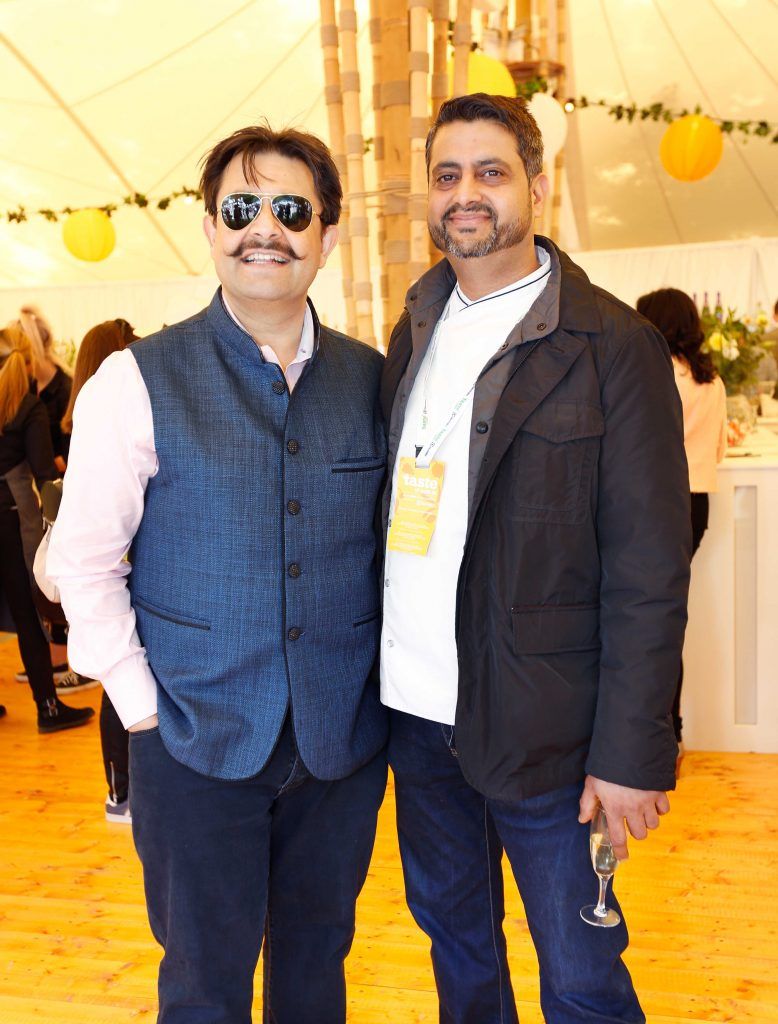Pictured are (LtoR) Asheesh Dewan and Sunil Ghai at Taste 2017 taking place in the Iveagh Gardens, Dublin. The event features the best of the Irish food and drink scene over four days, with more than 35,000 people attending. Photo: Sasko Lazarov/Photocall Ireland
