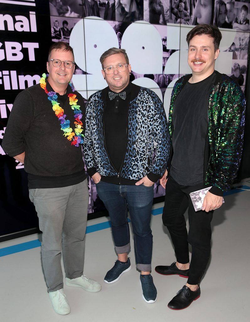 John Butler, Noel Sutton and Michael O Connell at the GAZE LGBT Film Festival special 25th anniversary programme launch hosted by lead sponsor Accenture at The Dock, Dublin. Picture by Brian McEvoy