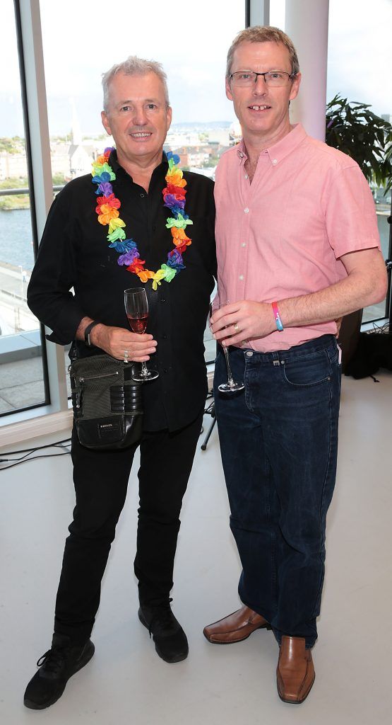 Eddie McCann and Paul Higgins at the GAZE LGBT Film Festival special 25th anniversary programme launch hosted by lead sponsor Accenture at The Dock, Dublin. Picture by Brian McEvoy