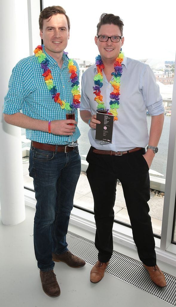 David Doody and Stephen Murphy at the GAZE LGBT Film Festival special 25th anniversary programme launch hosted by lead sponsor Accenture at The Dock, Dublin. Picture by Brian McEvoy