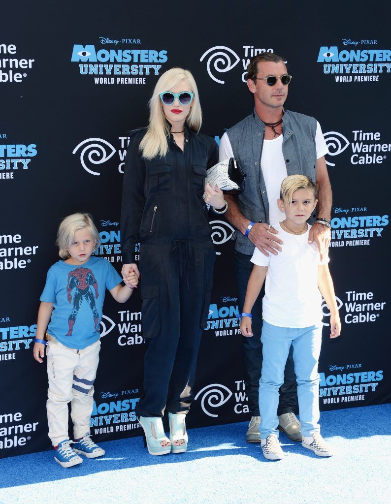 Zuma Nesta Rock Rossdale, Gwen Stefani, Gavin Rossdale and Kingston James McGregor Rossdale attend the premiere of Disney Pixar's "Monsters University" at the El Capitan Theatre on June 17, 2013 in Hollywood, California.  (Photo by Jason Kempin/Getty Images)