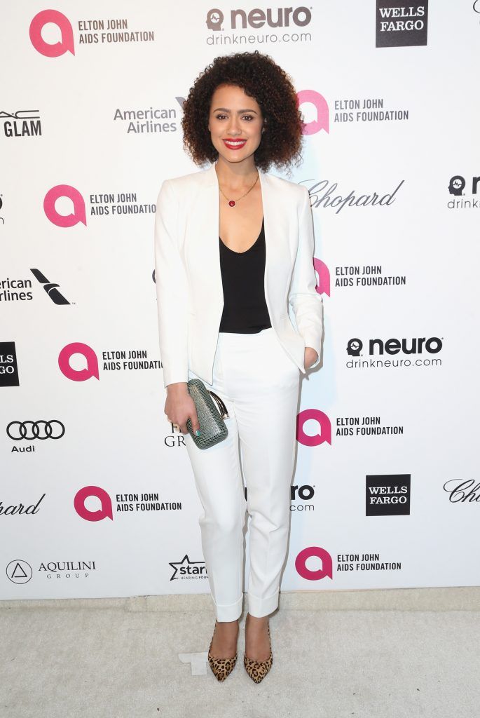 Nathalie Emmanuel attends the 23rd Annual Elton John AIDS Foundation's Oscar Viewing Party on February 22, 2015 in West Hollywood, California.  (Photo by Frederick M. Brown/Getty Images)