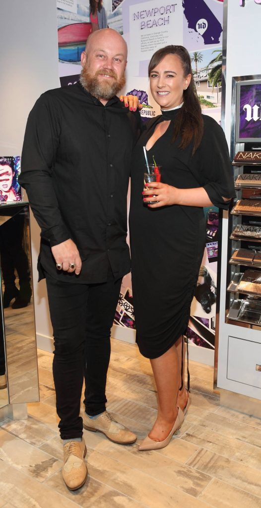 Keith Gobell and Alison Craig at the launch of Ireland's first standalone Urban Decay Boutique on Grafton Street, Dublin. Picture by Brian McEvoy Photography